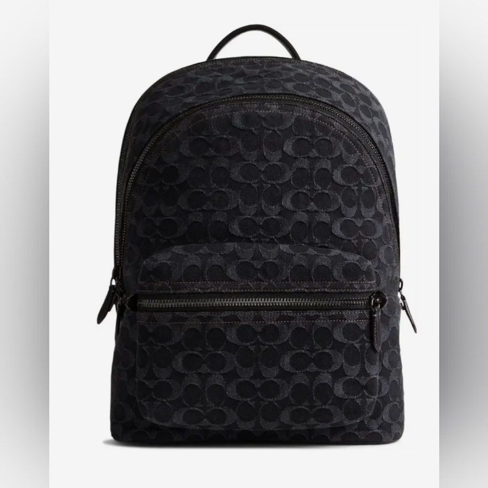 NWT! Coach Charter Signature Denim Backpack – Black Monogram 🖤🎒